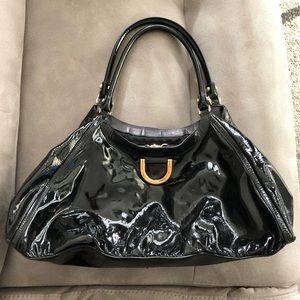 Gucci D-ring vinyl tote black